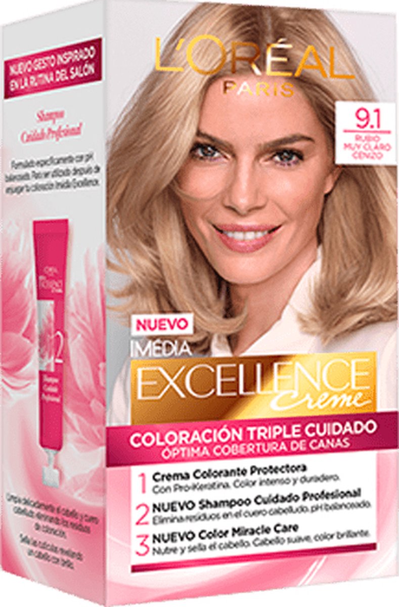 L'ORÉAL PARIS EXCELLENCE Tinta in crema #9.1 biondo chiaro cenere 192 ml