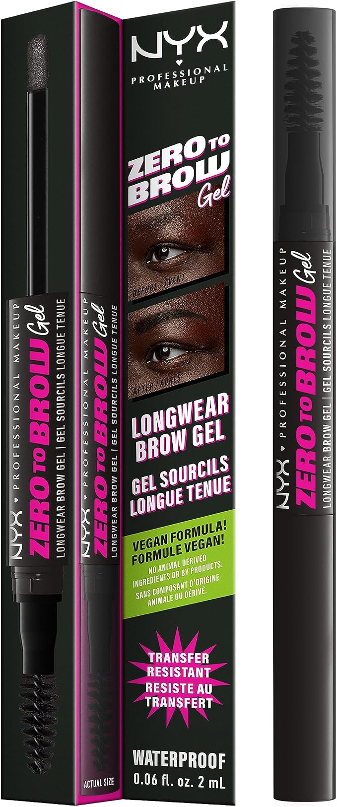 NYX PROFESSIONAL MAKE UP ZERO TO BROW gel #08-black 2 ml