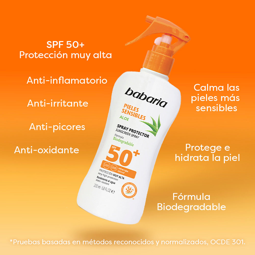 BABARIA SOLAR PIEL SENSIBLE pistola SPF50+ 200 ml