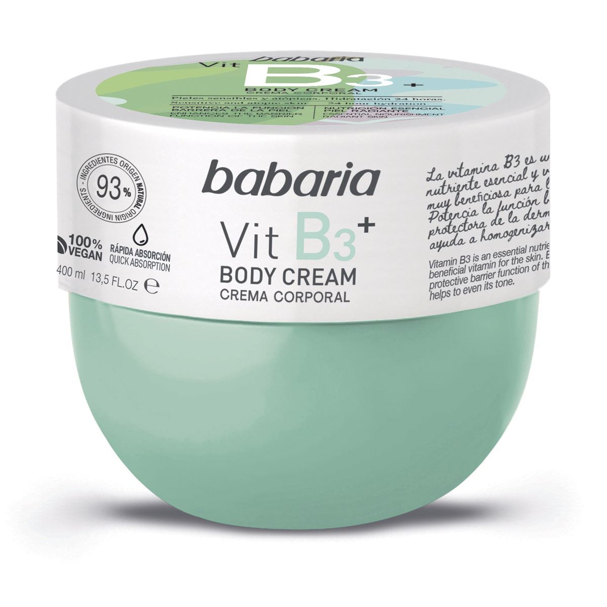 BABARIA VITAMIN B3+ body cream 100% vegan 400 ml