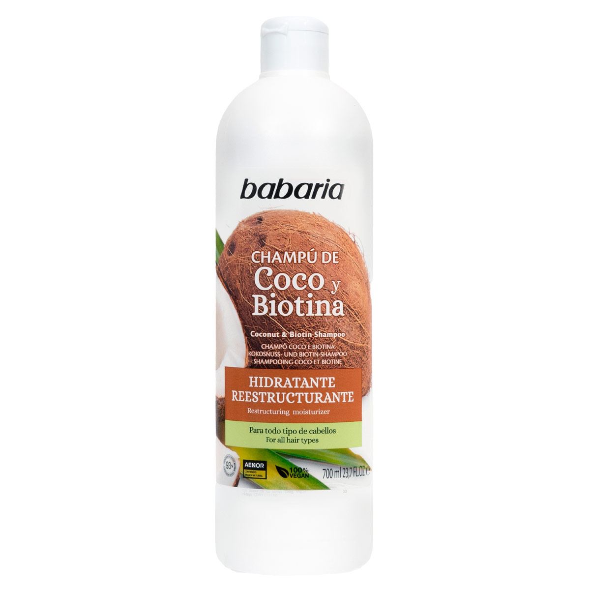 BABARIA COCONUT & BIOTIN champú hidratante reestructurante 700 ml