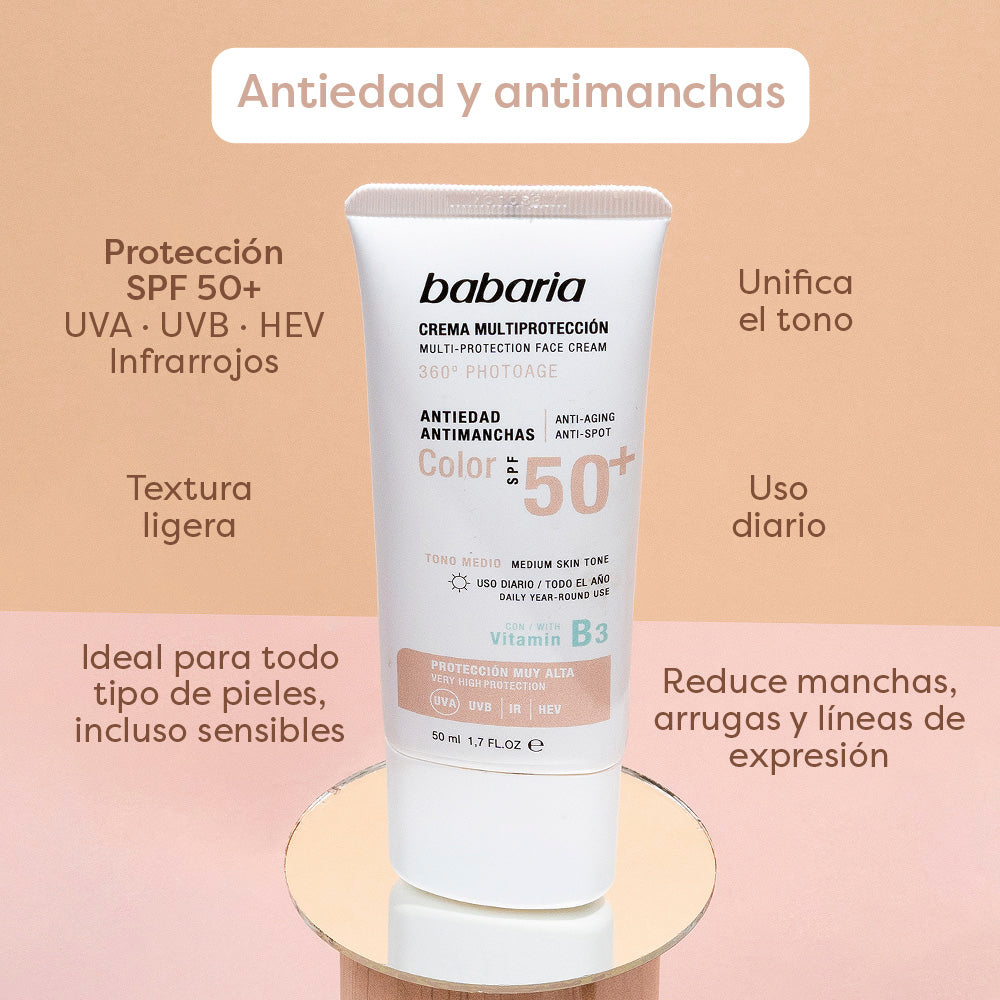 BABARIA SOLAIRE CRÈME MULTIPROTECTION teintée anti-taches SPF50+ 50 ml