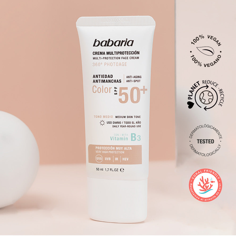 BABARIA SOLAIRE CRÈME MULTIPROTECTION teintée anti-taches SPF50+ 50 ml