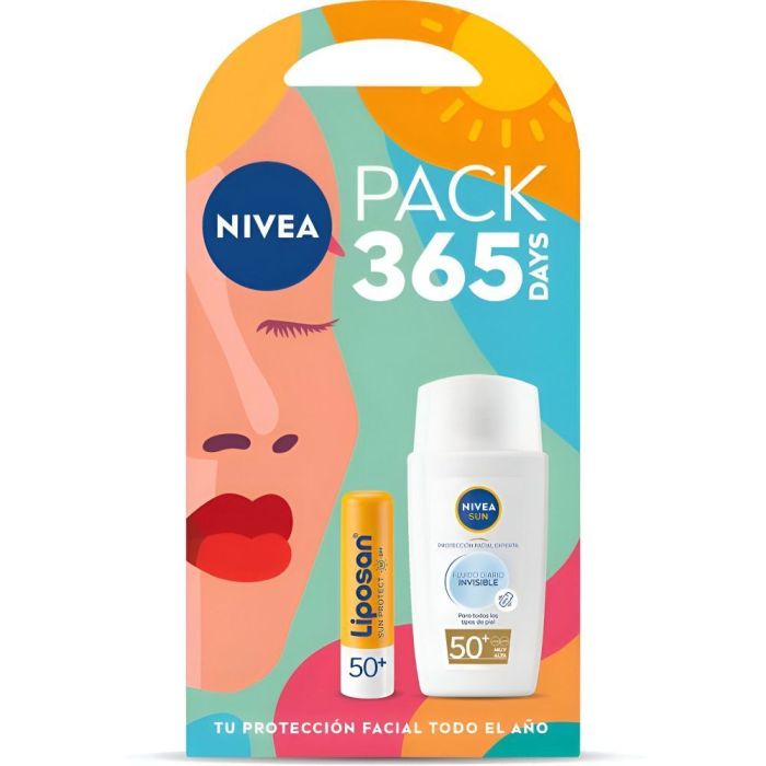 NIVEA SUN INVISIBLE DAILY FLUID SPF50 + LIPOSAN SPF50 CONFEZIONE 2 pz