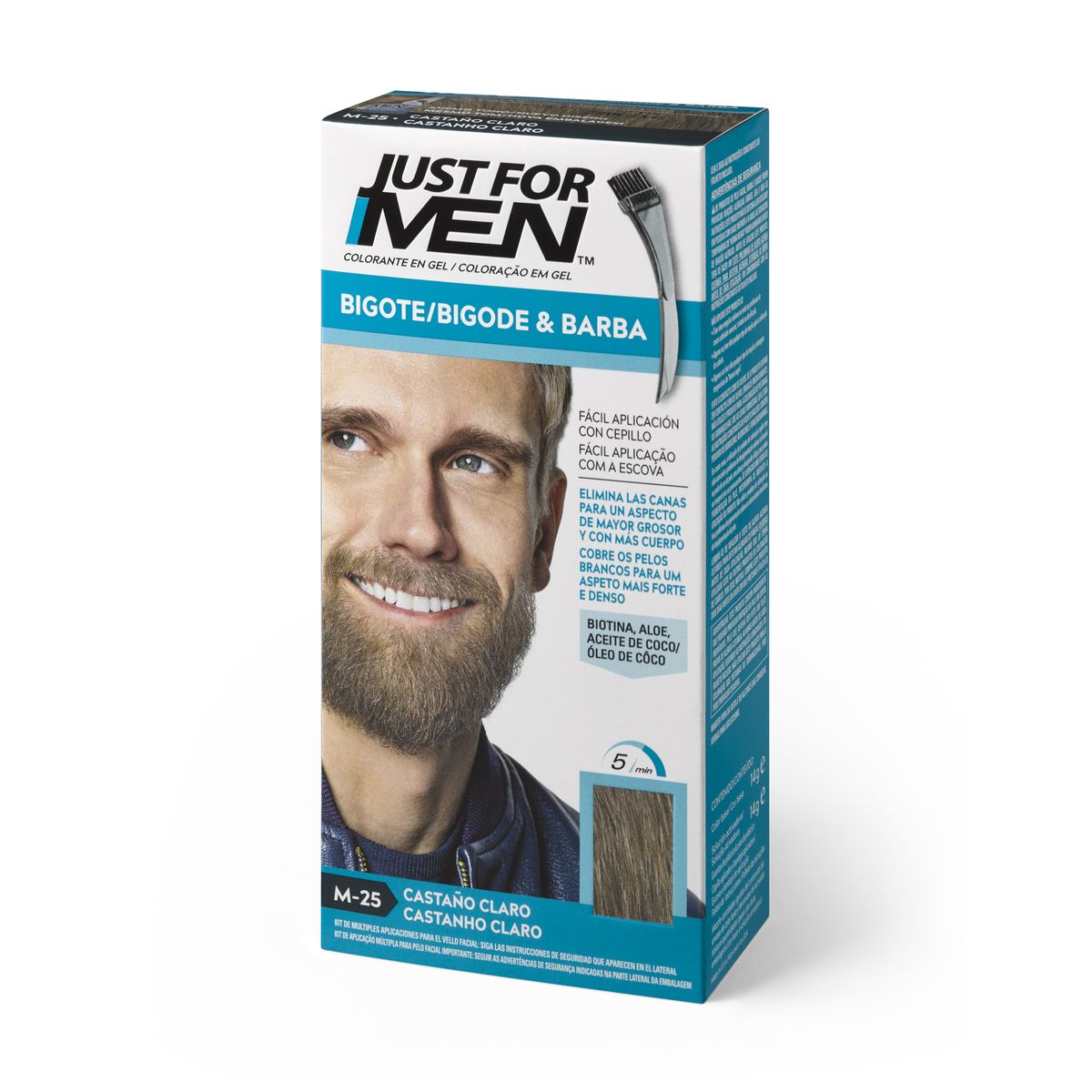 JUST FOR MEN Gel Colorante per Baffi, Barba e Basette #CastanoChiaro 15 ml