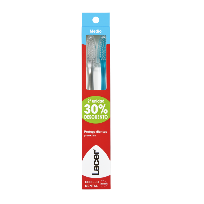 LACER Brosse à dents médium lot de 2 unités