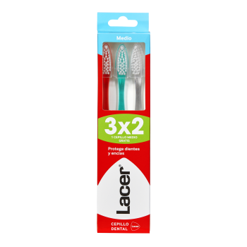 Brosse à dents LACER medium paquet de 3 unités