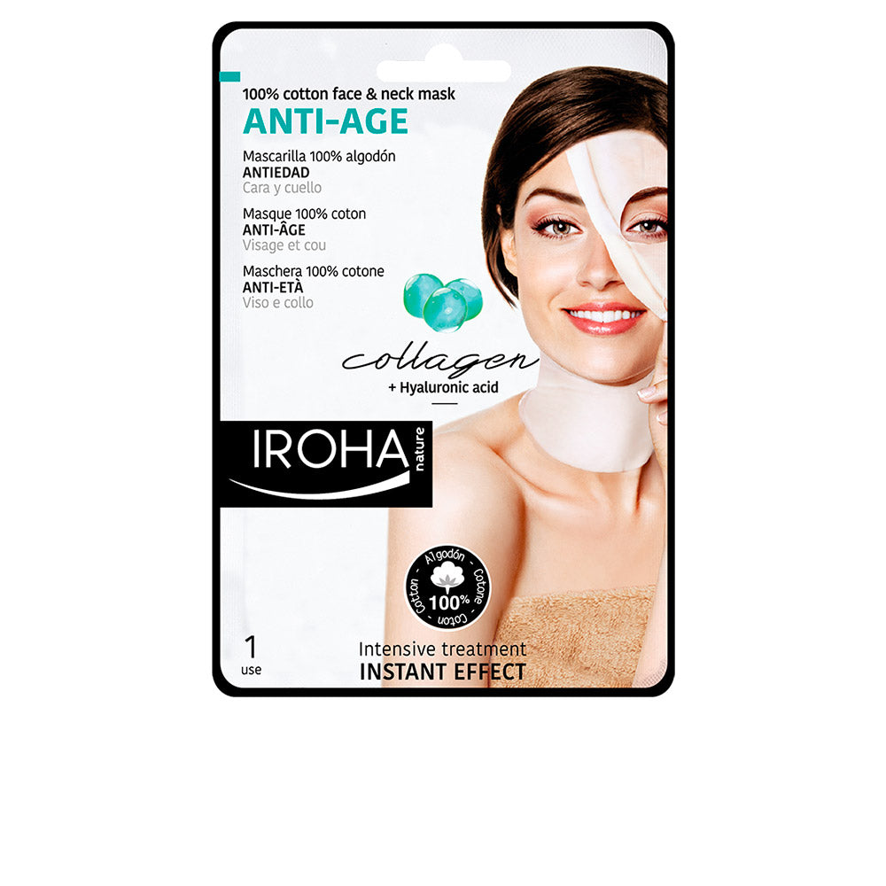 IROHA 100% COTTON FACE & NECK MASK collagen-antiage 1 u