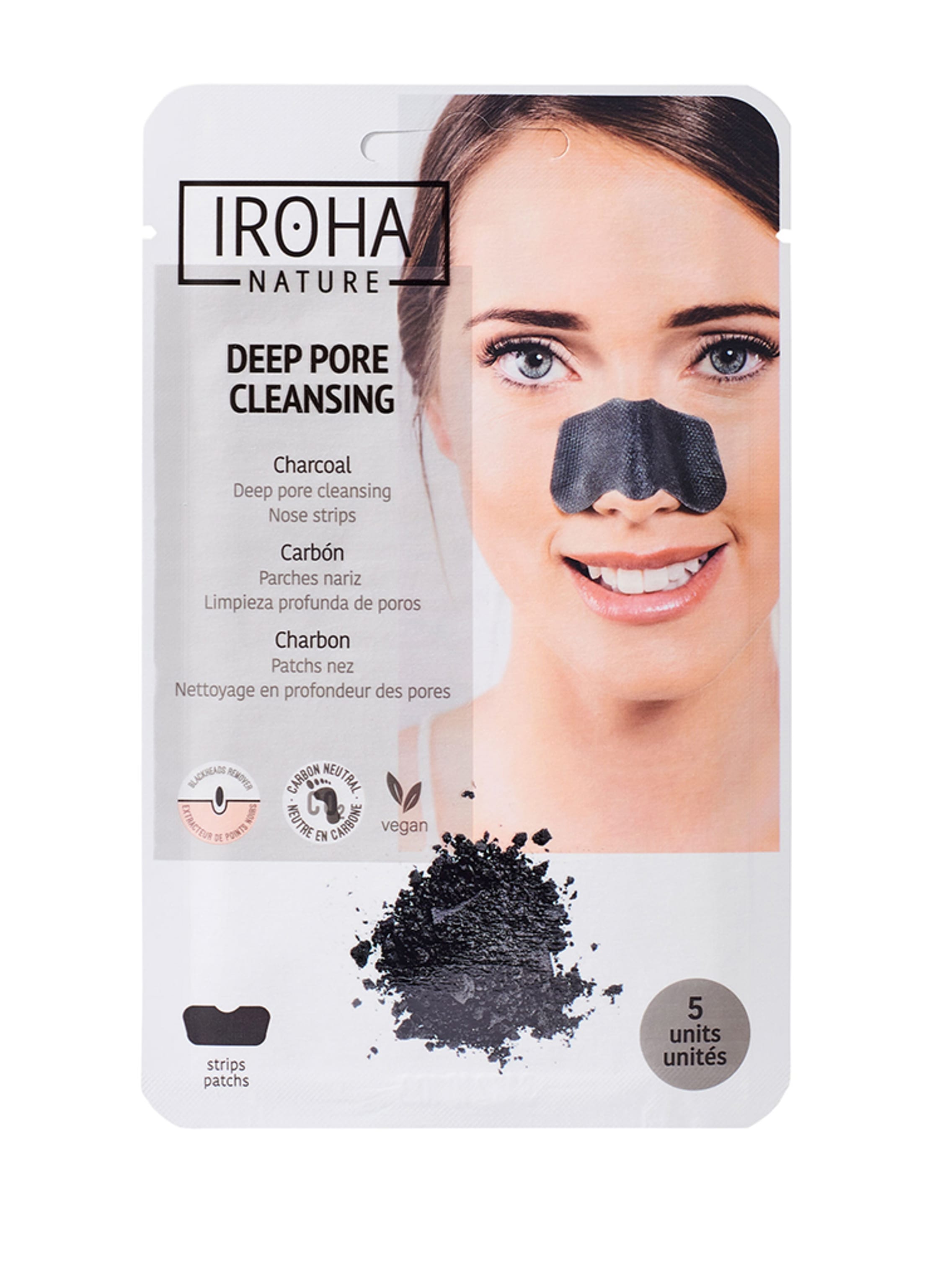 IROHA DETOX CHARCOAL BLACK nose strips 5 u