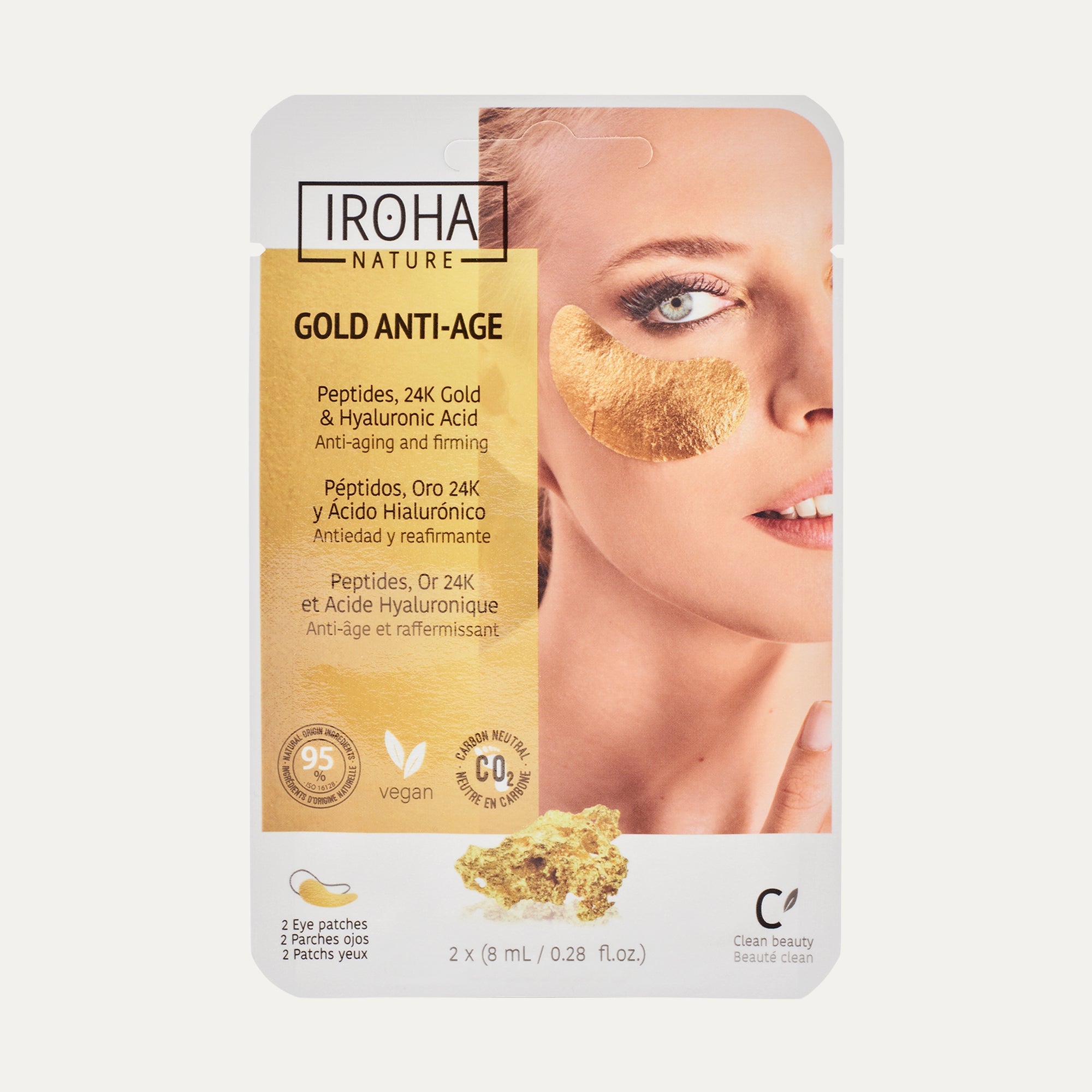 IROHA GOLD Maschera contorno occhi in tessuto extra-rassodante 2 pz