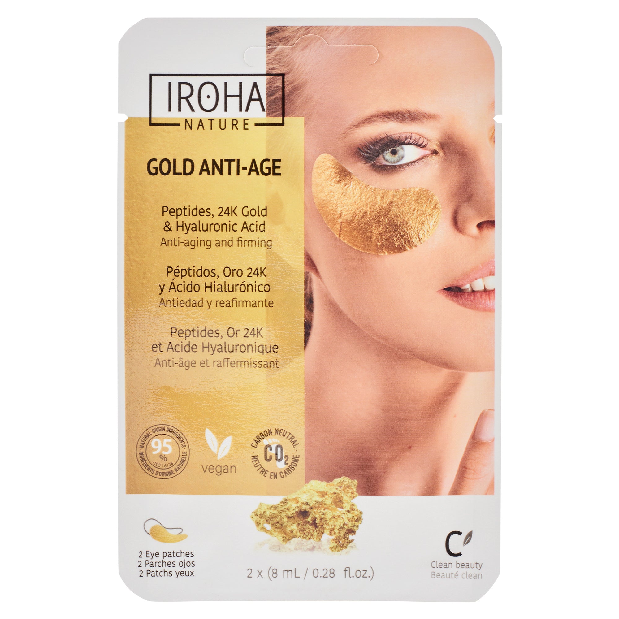 IROHA GOLD Maschera contorno occhi in tessuto extra-rassodante 2 pz