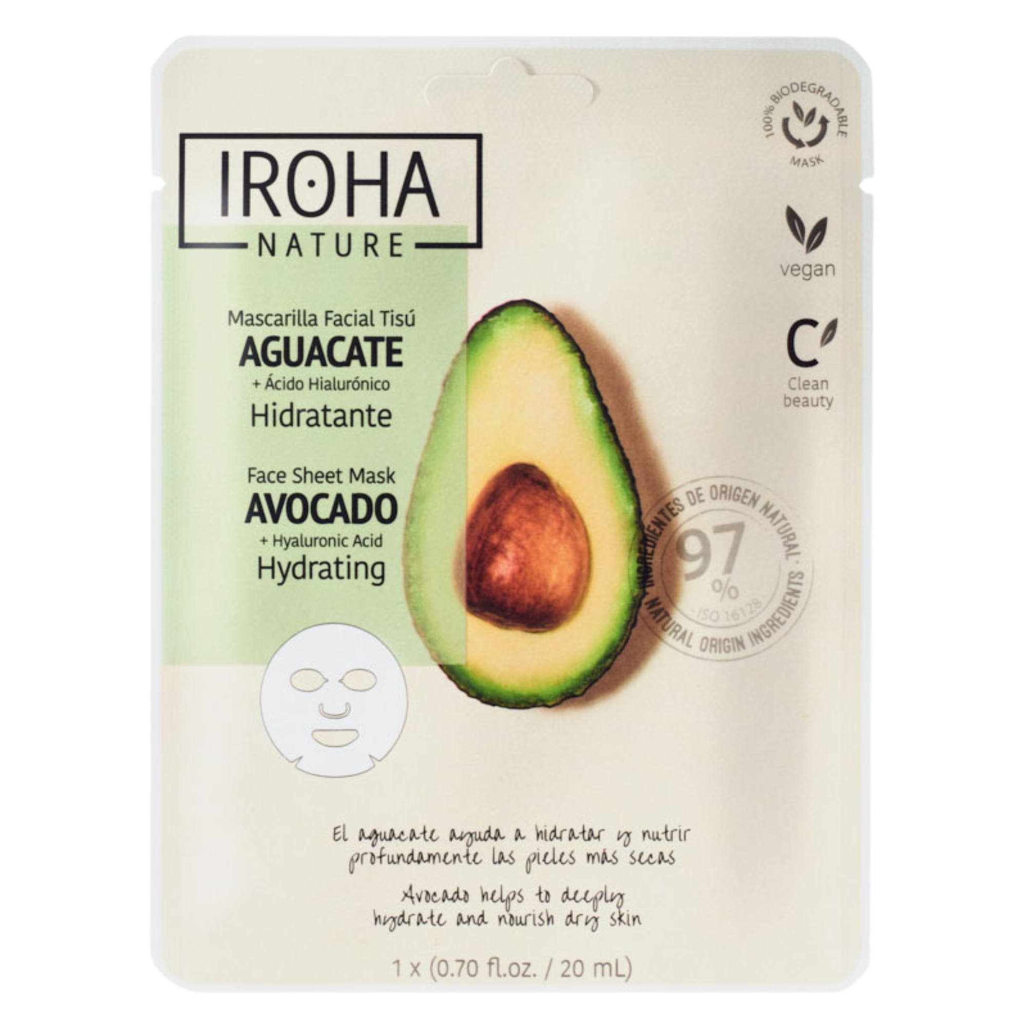 IROHA NATURE MASK avocado + hyaluronic acid 1 u