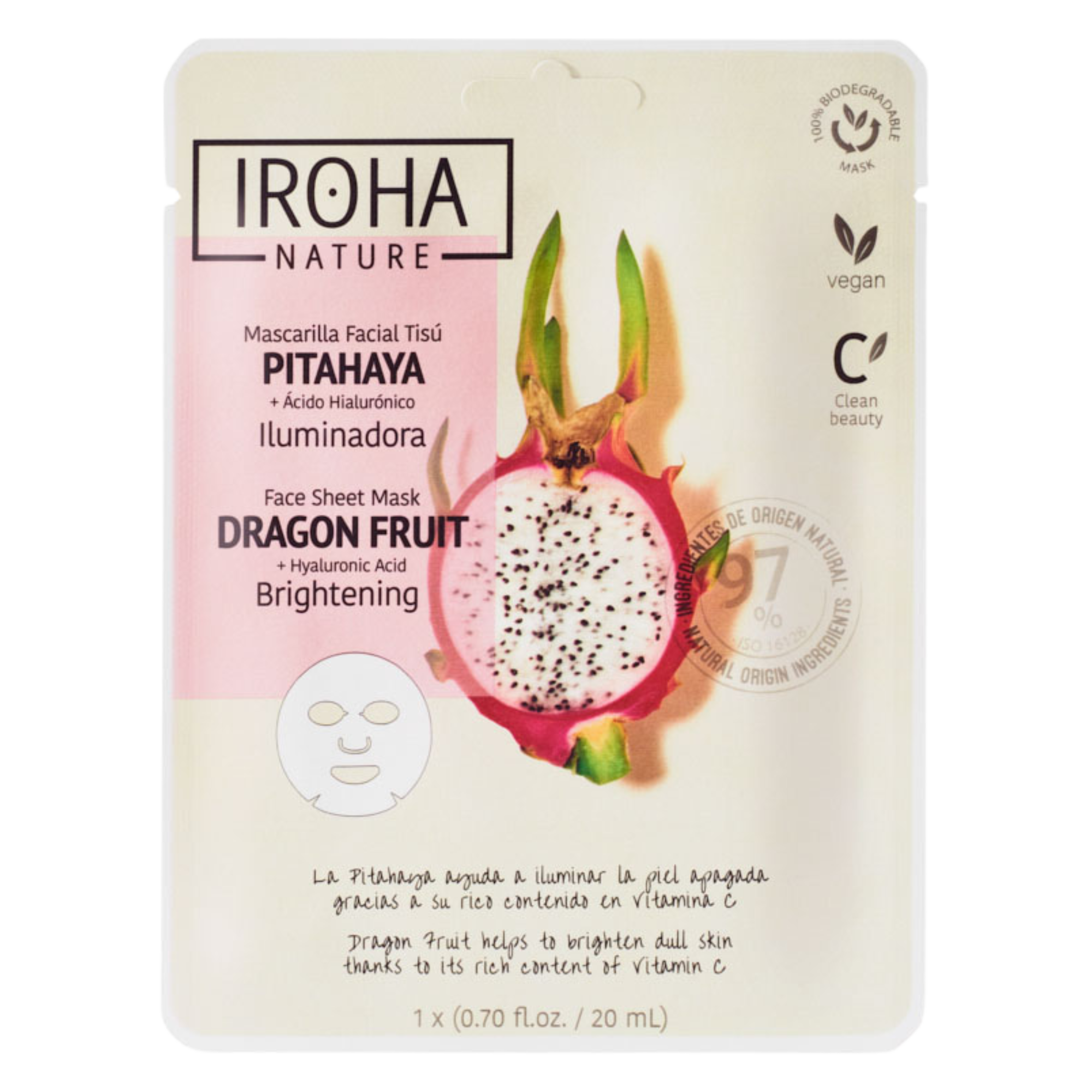 IROHA NATURE MASK dragon fruit + hyaluronic acid 1 u