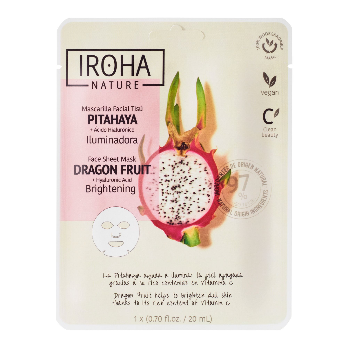 IROHA NATURE MASK dragon fruit + hyaluronic acid 1 u
