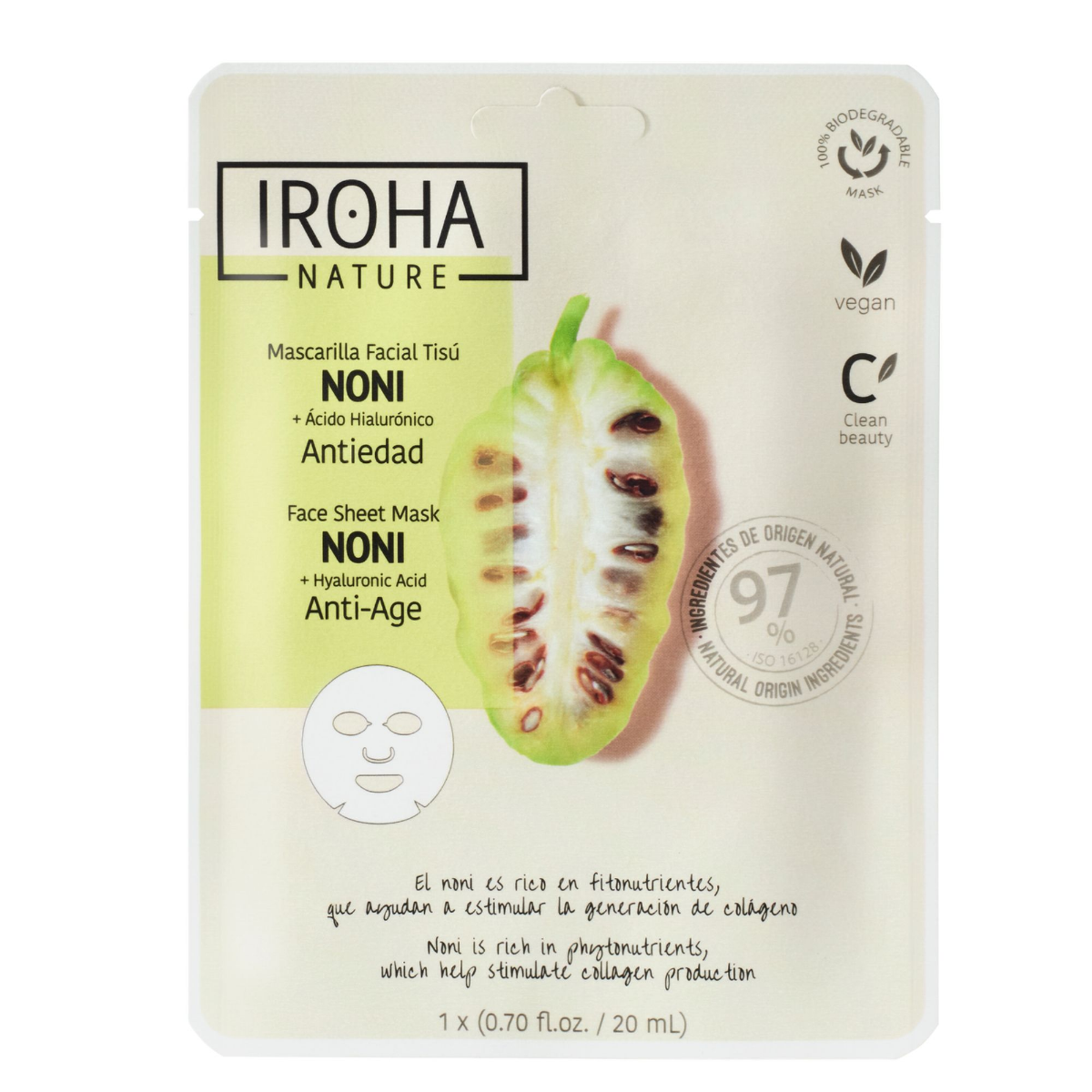 IROHA NATURE MASCHERA noni + acido ialuronico 1 pz