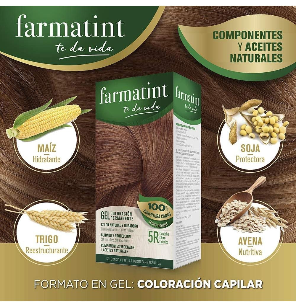 FARMATINT GEL colorazione permanente #5r-castano chiaro ramato 5 unità
