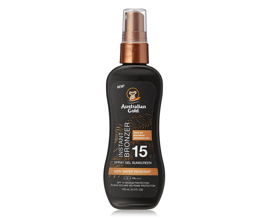AUSTRALIAN GOLD PROTEZIONE SOLARE SPF15 spray gel con autoabbronzante istantaneo 100 ml