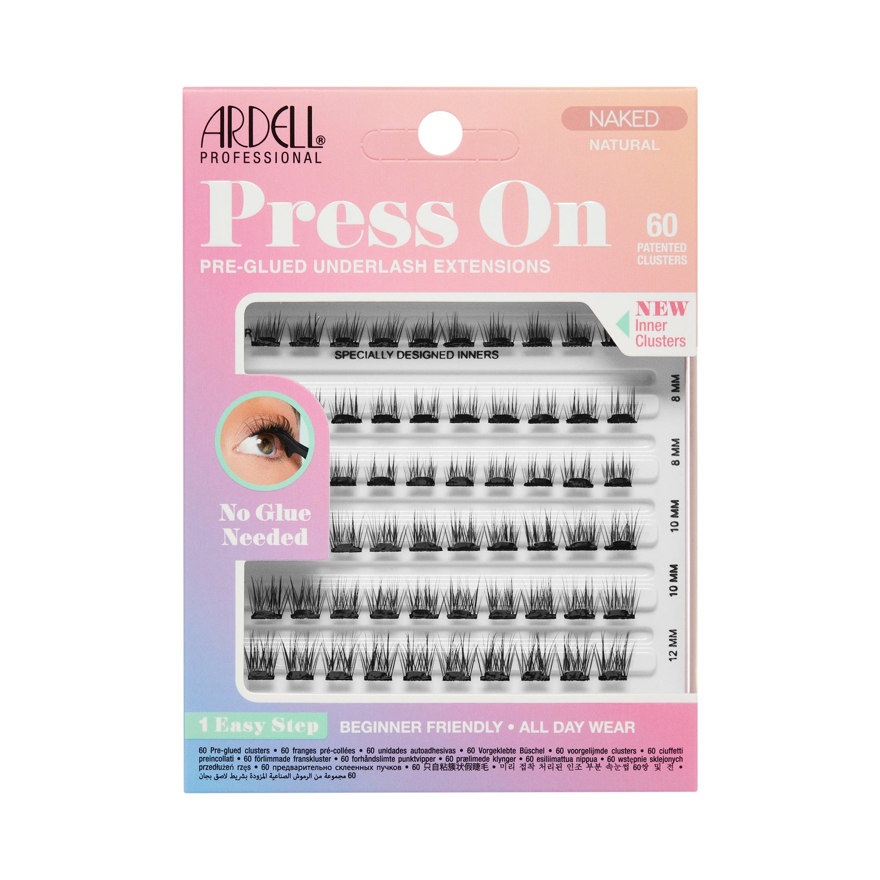ARDELL PRESS ON extension ciglia pre-incollate #naked natural 60 pz
