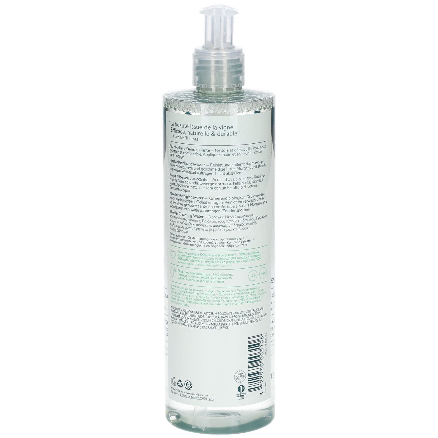 CAUDALIE VINOCLEAN acqua micellare struccante 400 ml