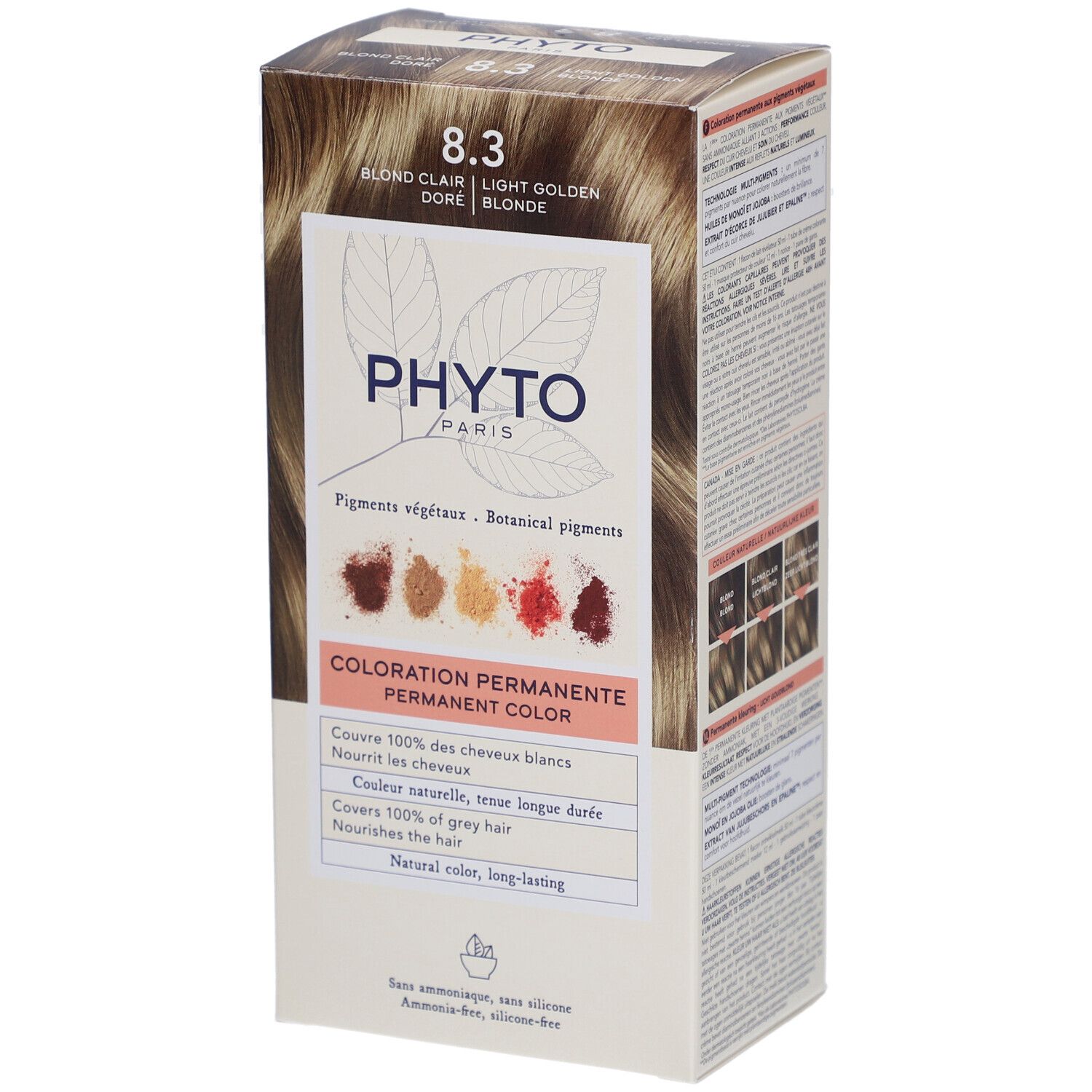 PHYTOCOLOR #8.3-Rubio Claro Dorado 4 u