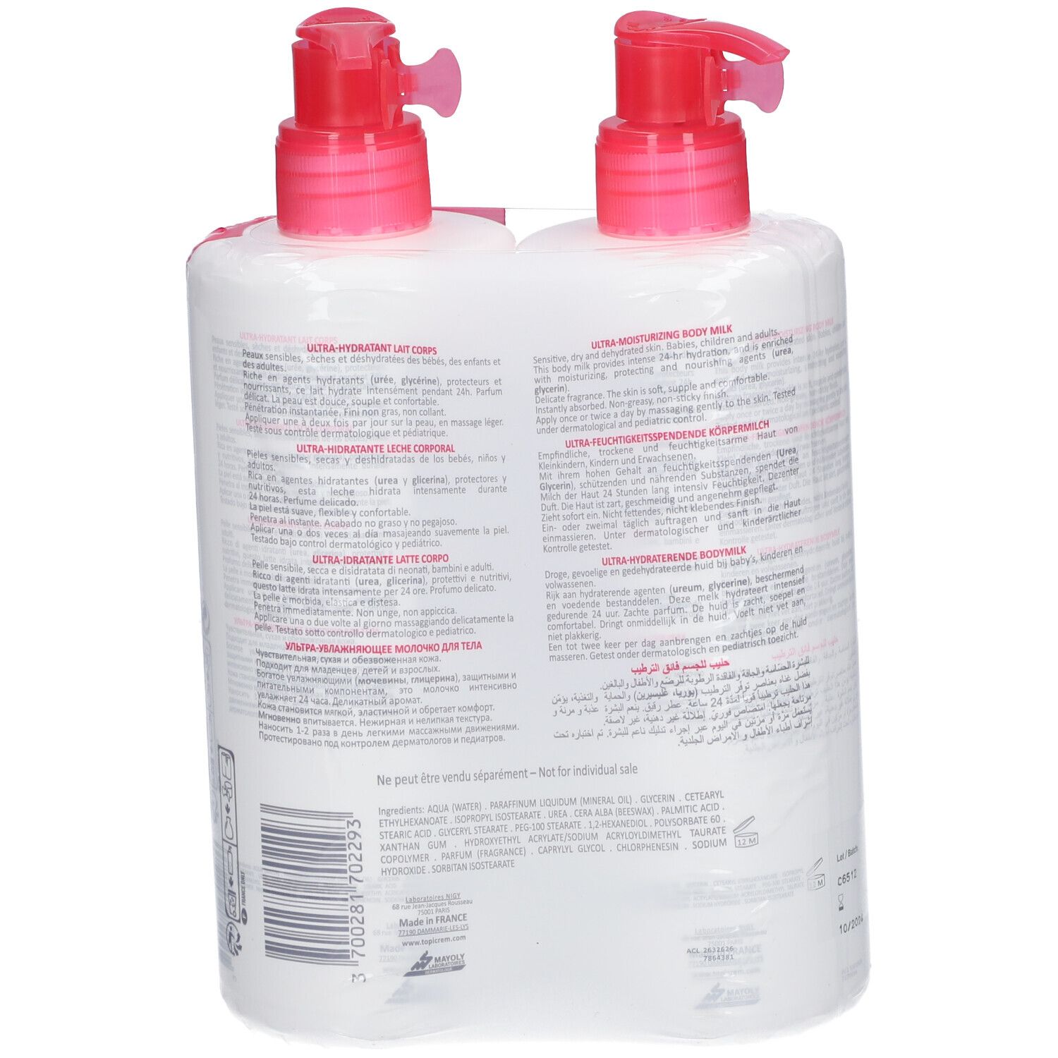 TOPICREM UH Lait corps ultra-hydratant lot 2 x 500 ml