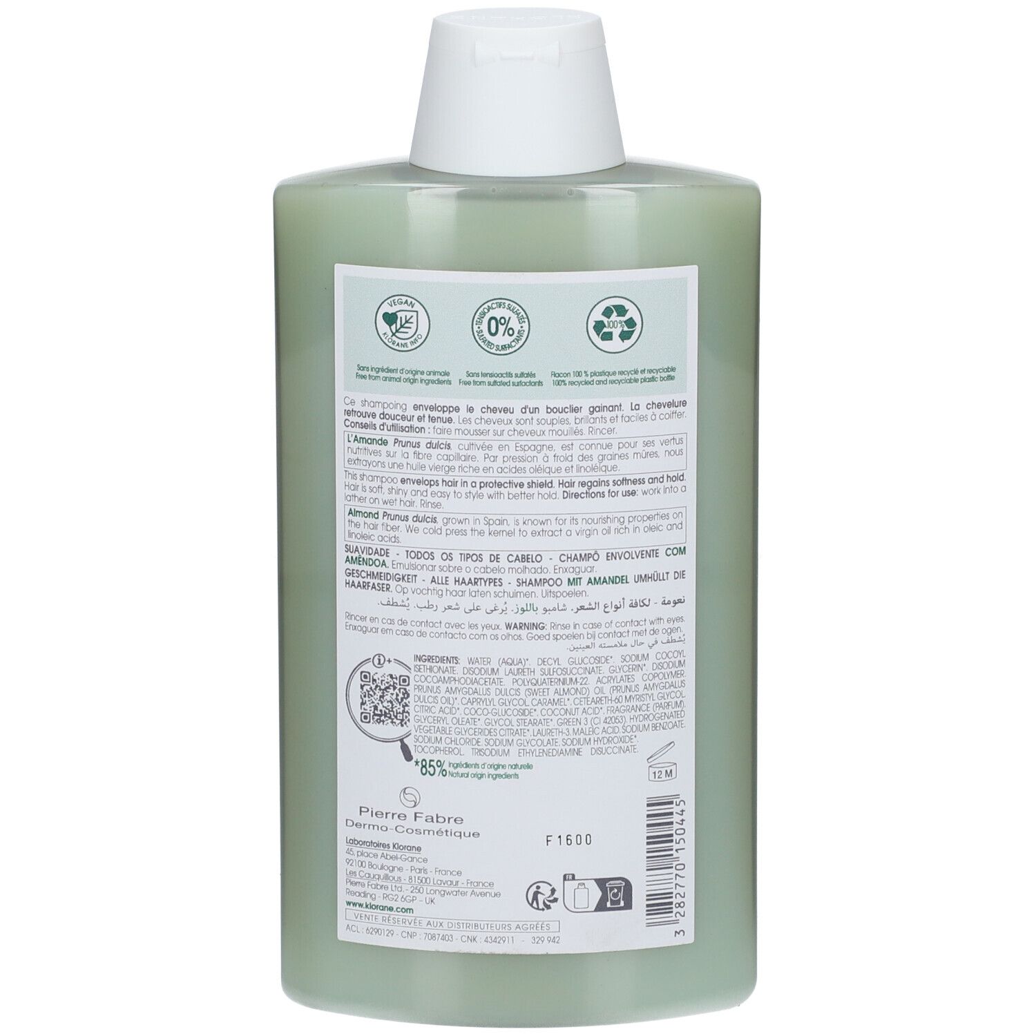 KLORANE ALLA MANDORLA shampoo dolcezza e tono 400 ml