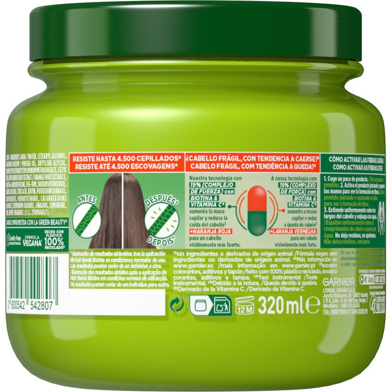 GARNIER FRUCTIS VITAMIN C FORCE & BIOTINA maschera capelli bomba 320 ml