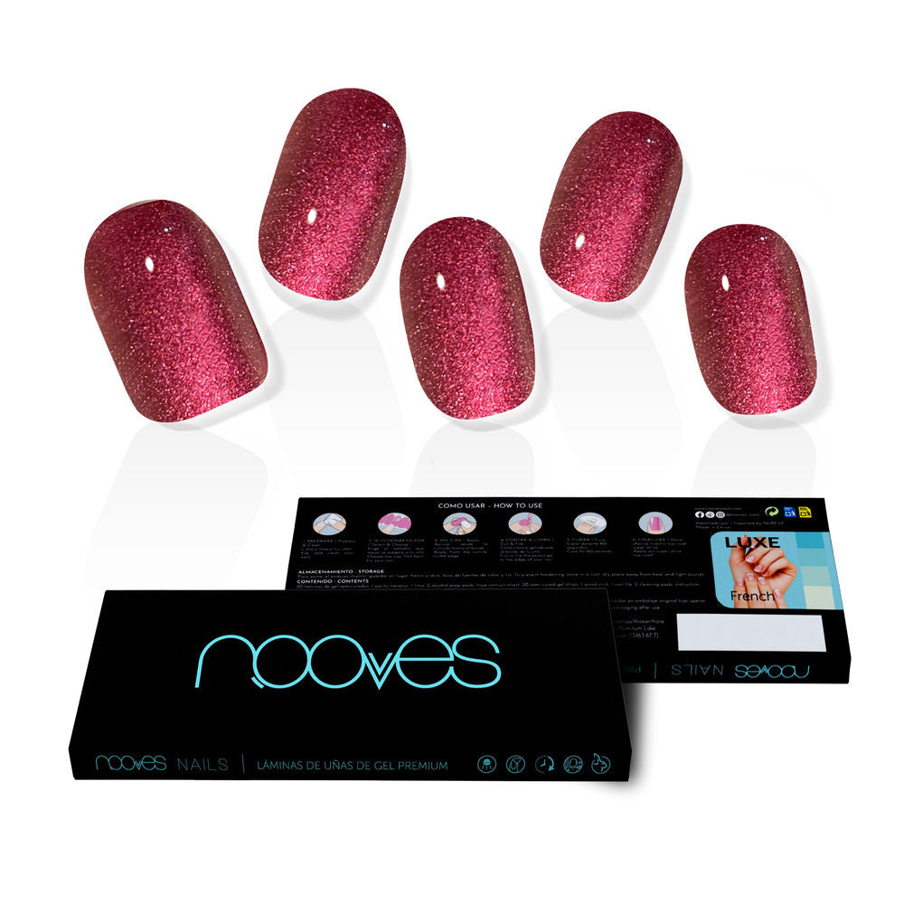 NOOVES GEL NAILS ruby claret premium #glam glitter 20 u
