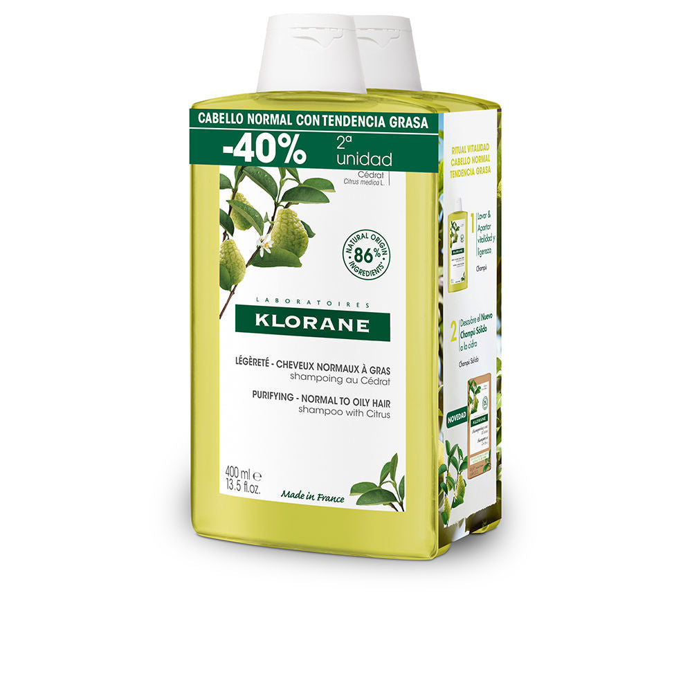 KLORANE A LA CIDRA champú ligero para cabello normal/graso duo 2 x 400 ml