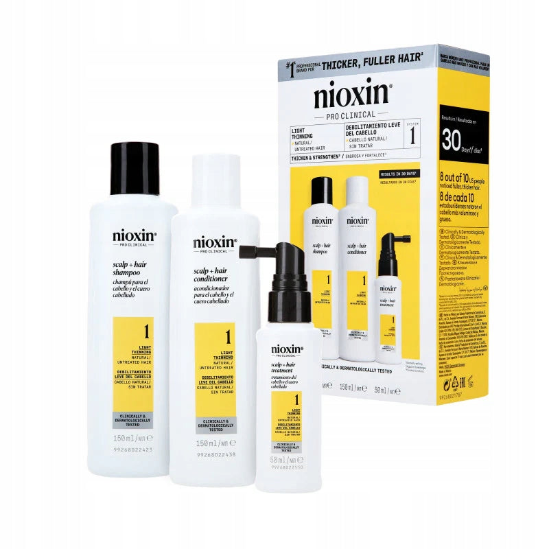 NIOXIN SYSTEM 1 – Kit - Trattamento per capelli naturali con diradamento lieve 3 unità