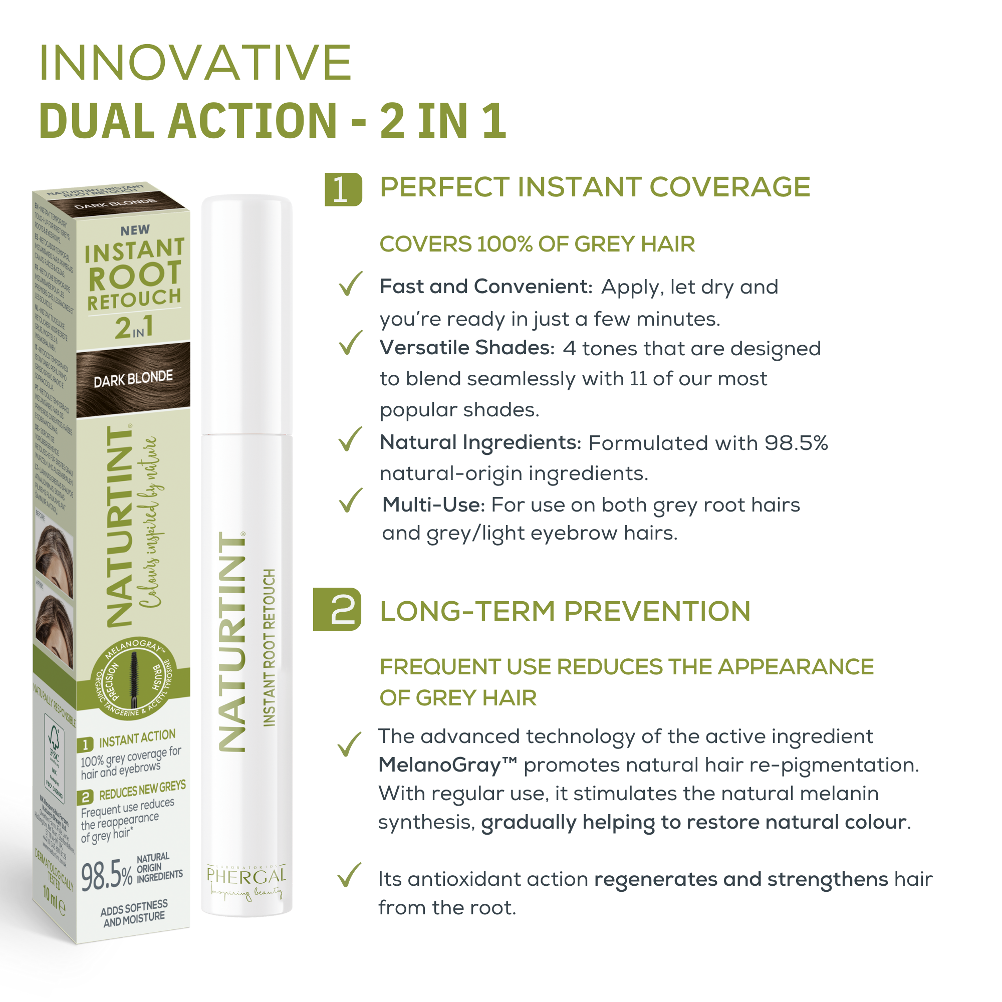 NATURTINT INSTANT ROOT RETOUCH 2-in-1 temporary gray hair retoucher #Dark Blonde 10 ml