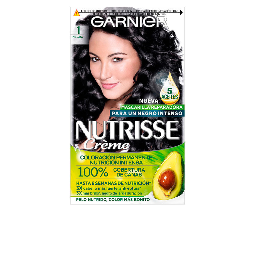 GARNIER NUTRISSE CREME permanent color 100% coverage #1-black 3 u