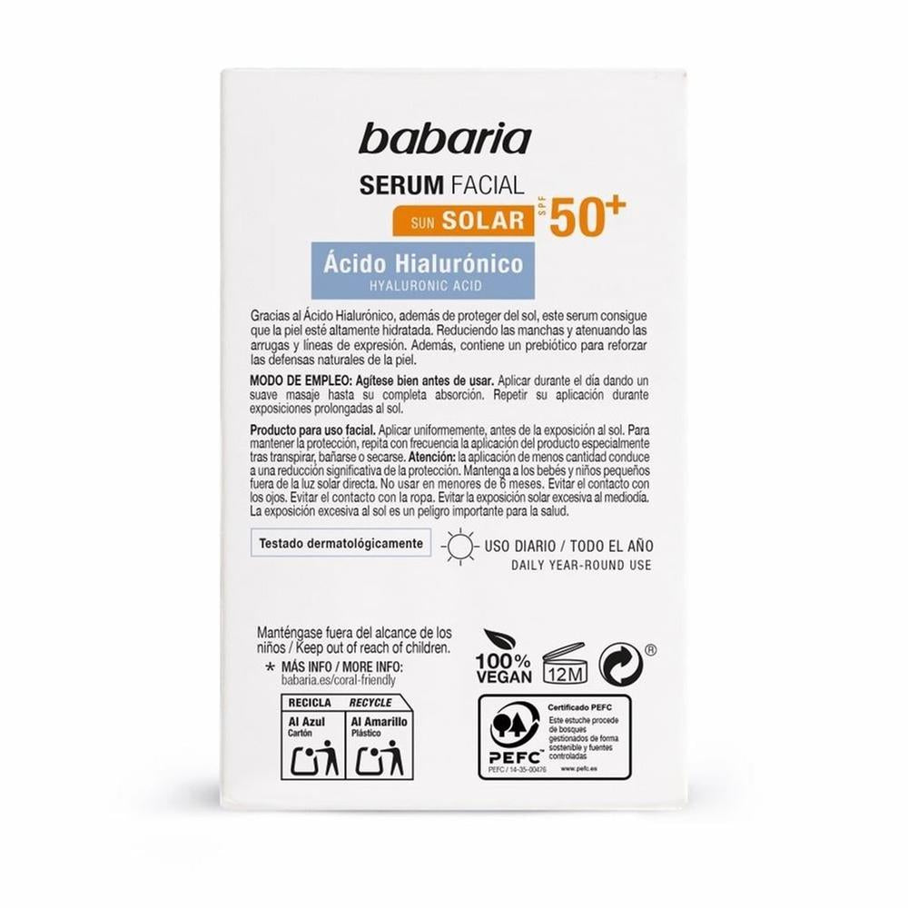 BABARIA SIERO VISO SOLARE ACIDO IALURONICO SPF50+ 30 ml