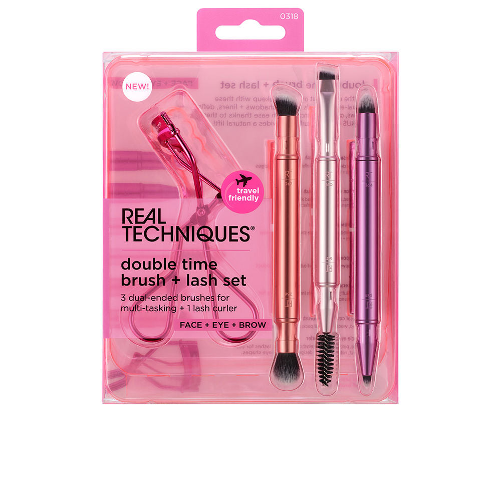 REAL TECHNIQUES DOUBLE TIME BRUSH + LAST CASE 4 pcs
