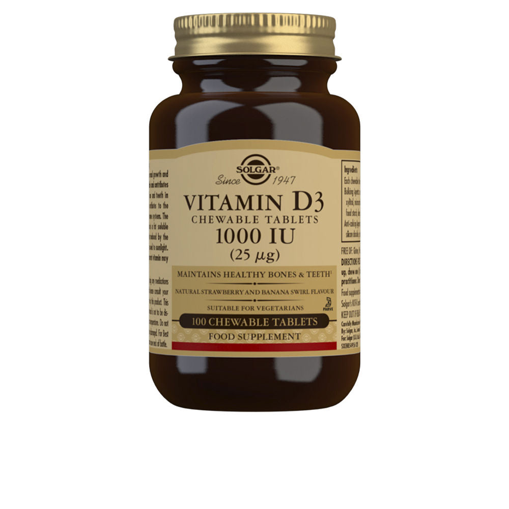 SOLGAR VITAMIN D3 1000 IU 25 µg chewable tablets 100 u