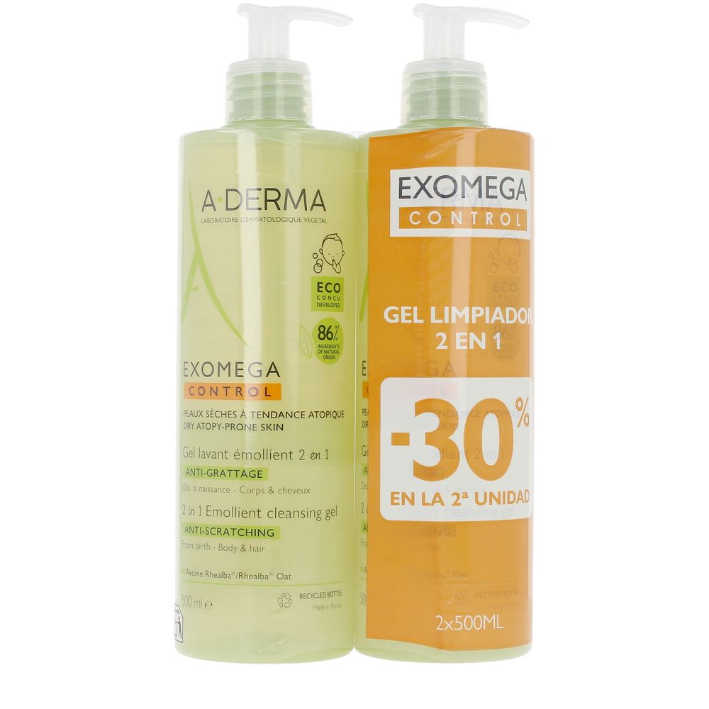 A-DERMA EXOMEGA CONTROL emollient gel 2in1 pack 2 x 500 ml
