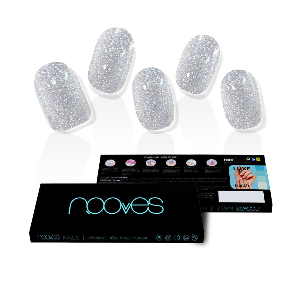 NOOVES Dazzling Diva Premium Glam #Glitter Gray GEL NAIL SHEETS 20 u