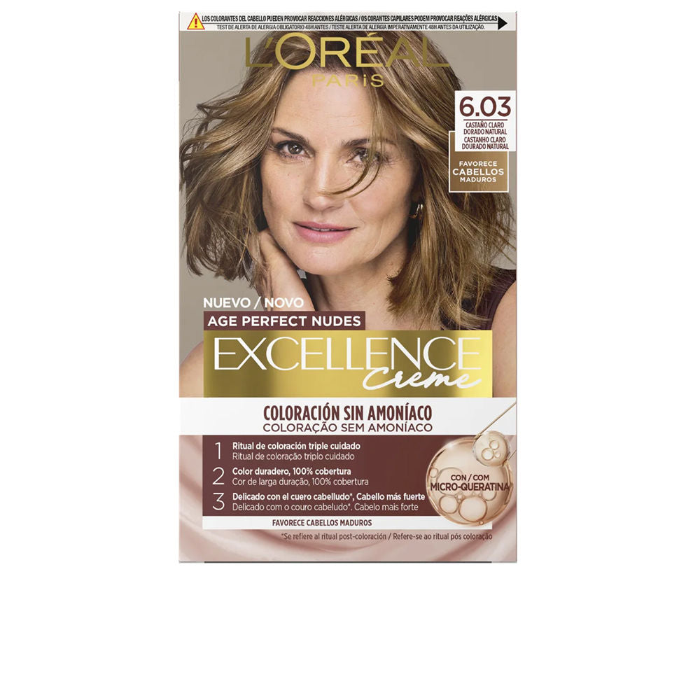 L'ORÉAL PARIS EXCELLENCE CREME ammonia-free hair color with micro-keratin #6.03-Light Brown 1 unit