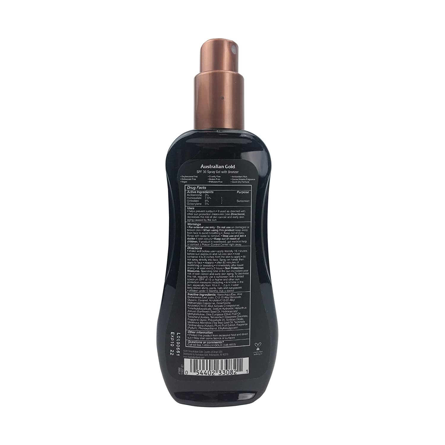 AUSTRALIAN GOLD PROTEZIONE SOLARE SPF15 spray gel con bronzer istantaneo 237 ml
