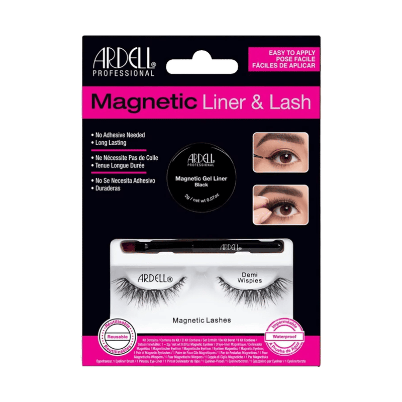 ARDELL MAGNETIC LINER & LASH DEMI WISPIES pestañas + gel liner 3 u