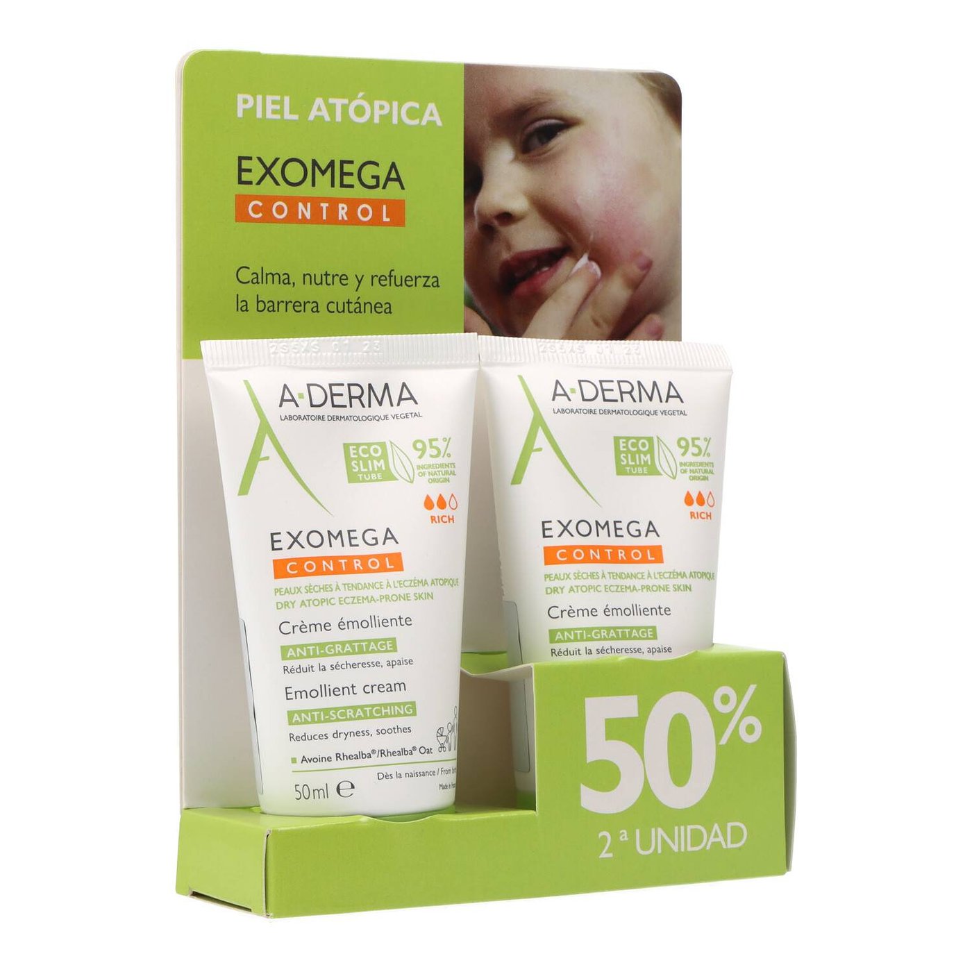 A-DERMA EXOMEGA CONTROL emollient cream pack 2 x 50 ml