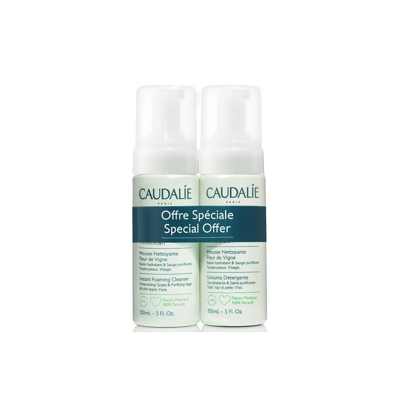 CAUDALIE VINOCLEAN mousse nettoyante lot 2 x 150 ml