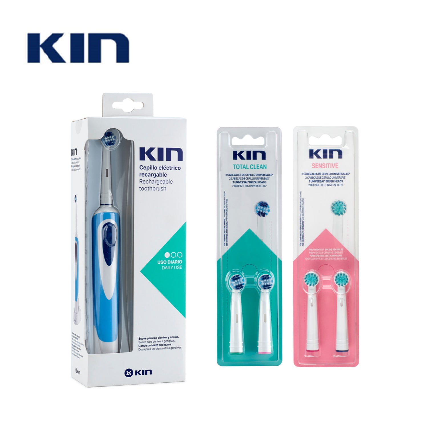KIN SENSITIVE cabezal cepillo eléctrico universal 2 u