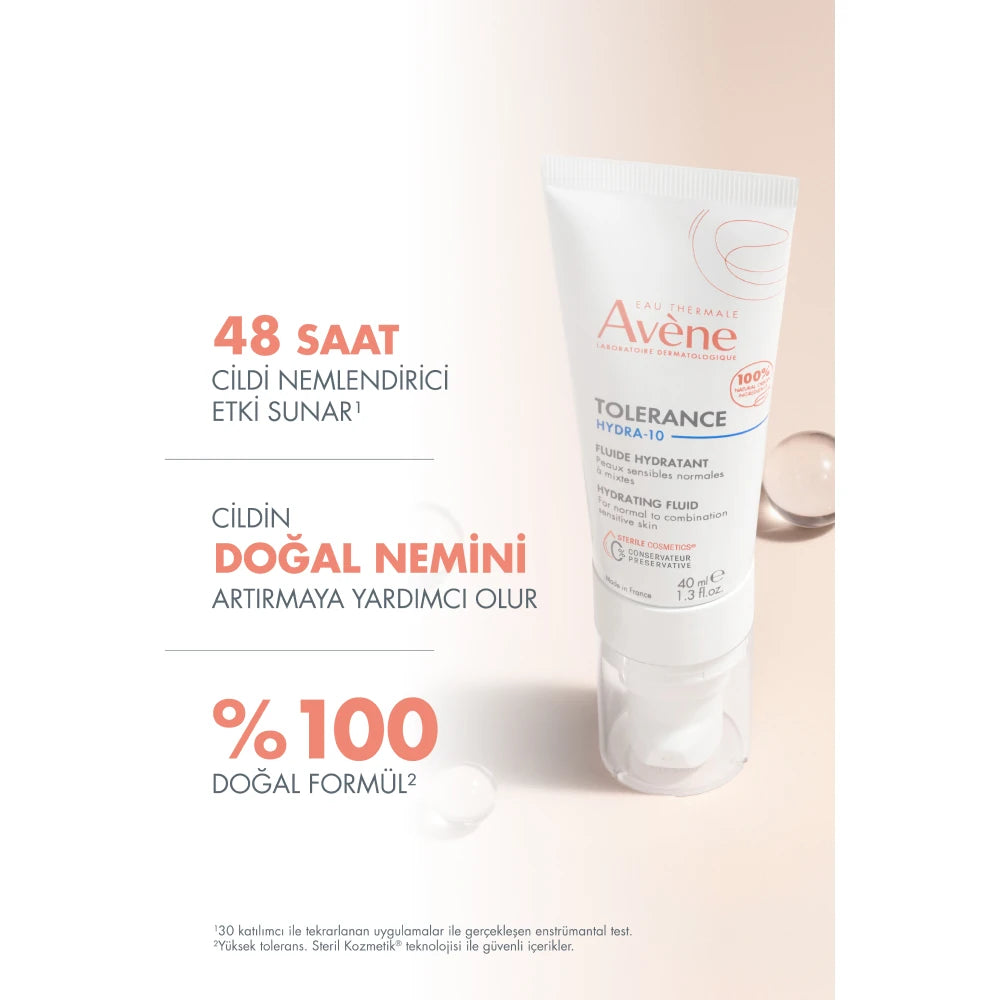 AVÈNE TOLERANCE HYDRA-10 Fluide hydratant 100 % naturel 40 ml
