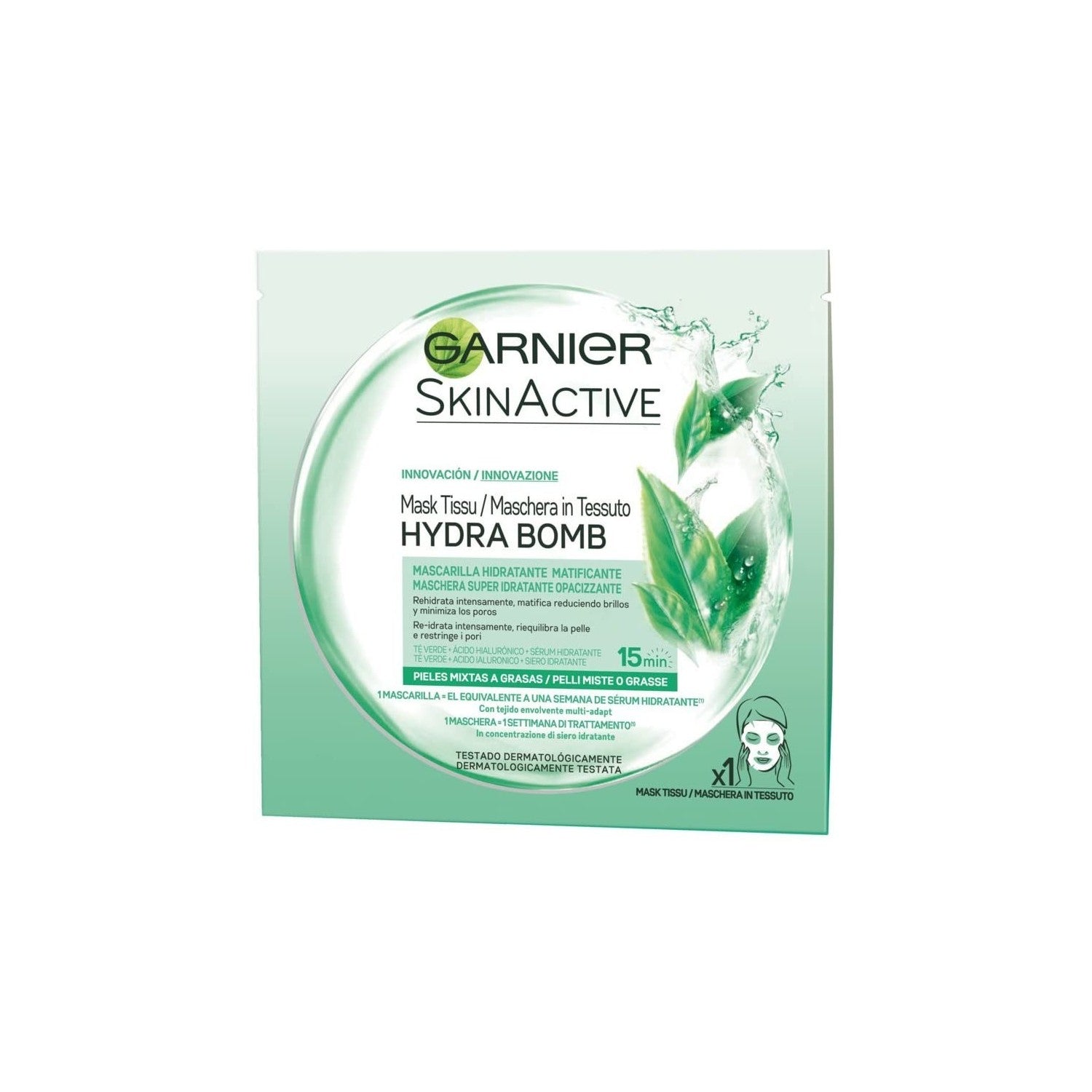 GARNIER SKINACTIVE HYDRABOMB maschera viso idratante opacizzante pelle mista-grassa 28 g