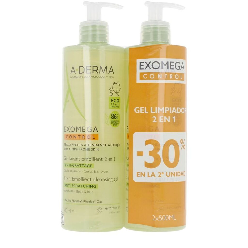 A-DERMA EXOMEGA CONTROL emollient gel 2in1 pack 2 x 500 ml