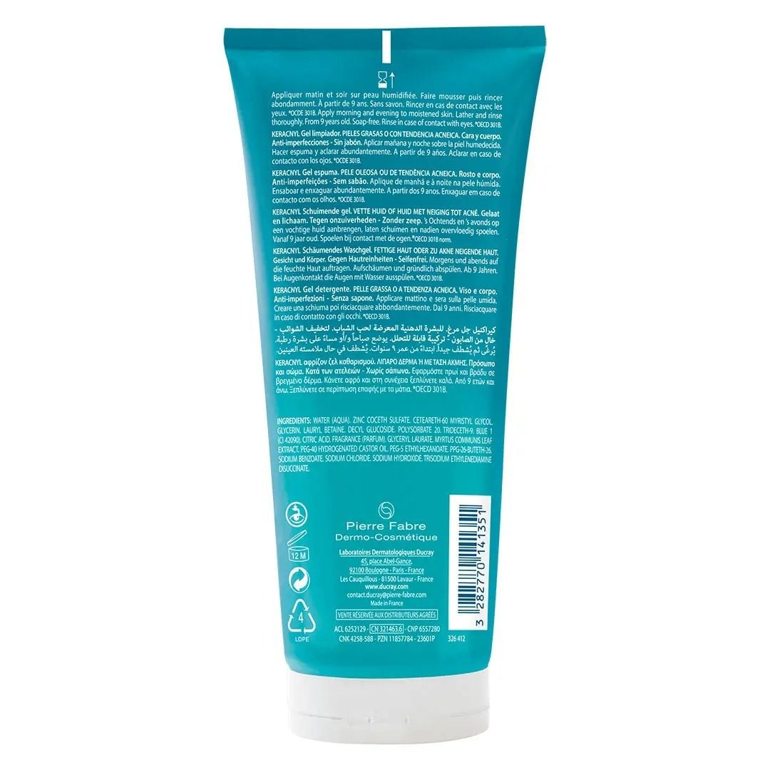 DUCRAY KERACNYL gel limpiador 200 ml