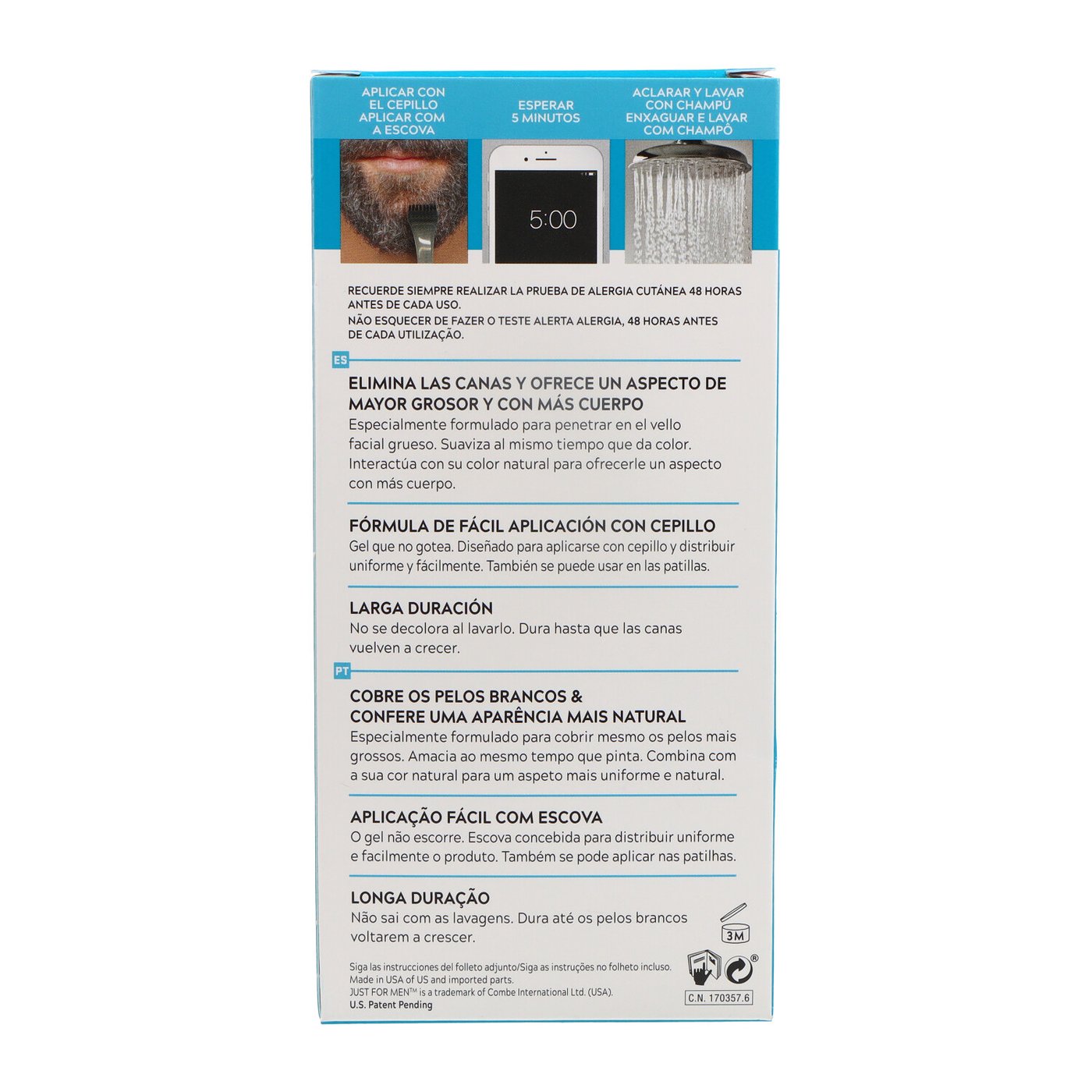 JUST FOR MEN Gel Colorante per Baffi, Barba e Basette #CastanoScuro 15 ml
