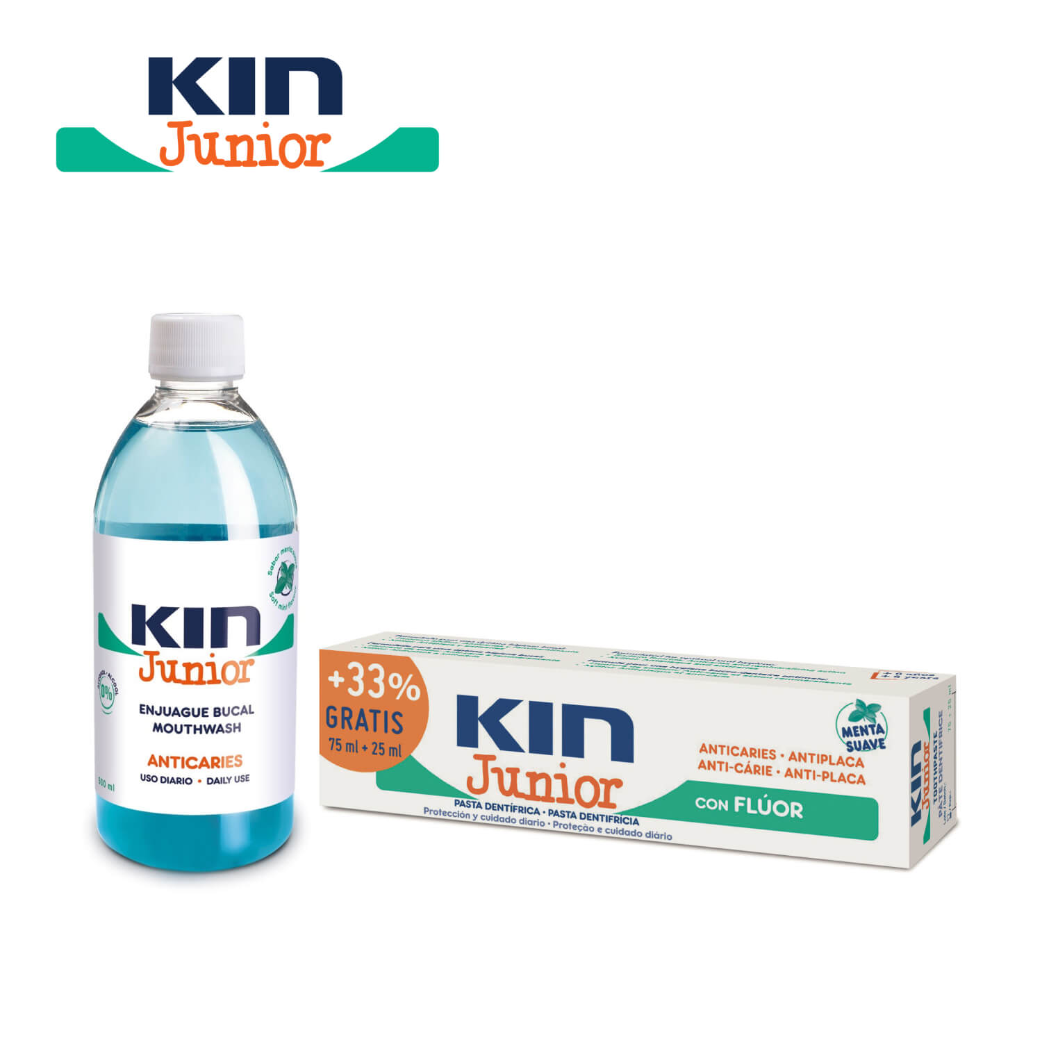 KIN JUNIOR dentifricio anti-carie #menta delicata 75 + 25 ml