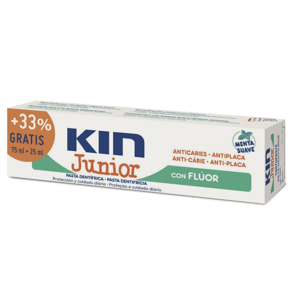 KIN JUNIOR dentifricio anti-carie #menta delicata 75 + 25 ml